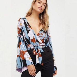 Free People That’s A Wrap Crop Top Bell Sleeve